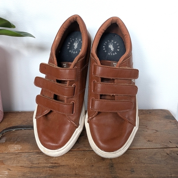 Polo Ralph Lauren Kids Elmwood EZ Brown Sneakers ~ Size 3 - Picture 4 of 11